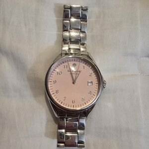 Kate Spade Women Silver With Pink Face Stainless Steel Watch (Water Resistant)